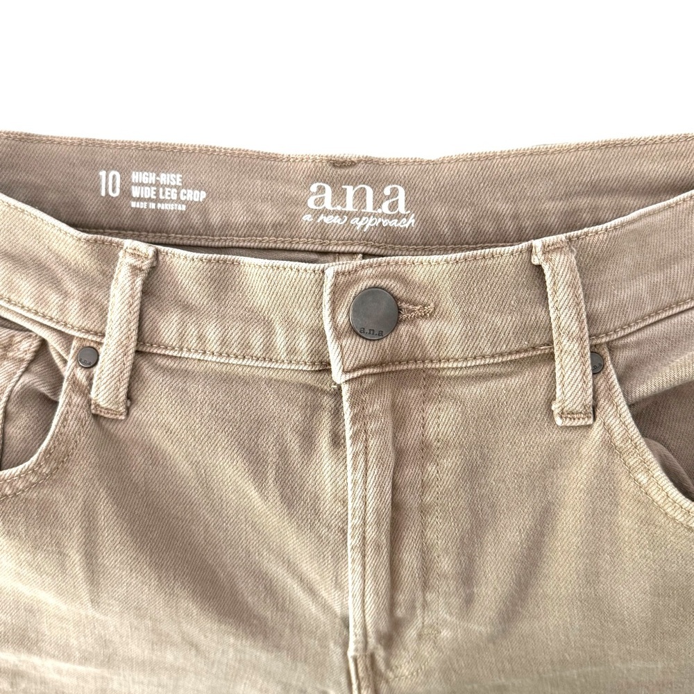 a.n.a. Size 10 Birchwood (Tan) High-Rise 5 Pocket Wide Leg Cropped Jeans NWOT - Picture 7 of 8